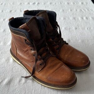 Aldo Men's Brown Leather Lace-Up Ankle Boots